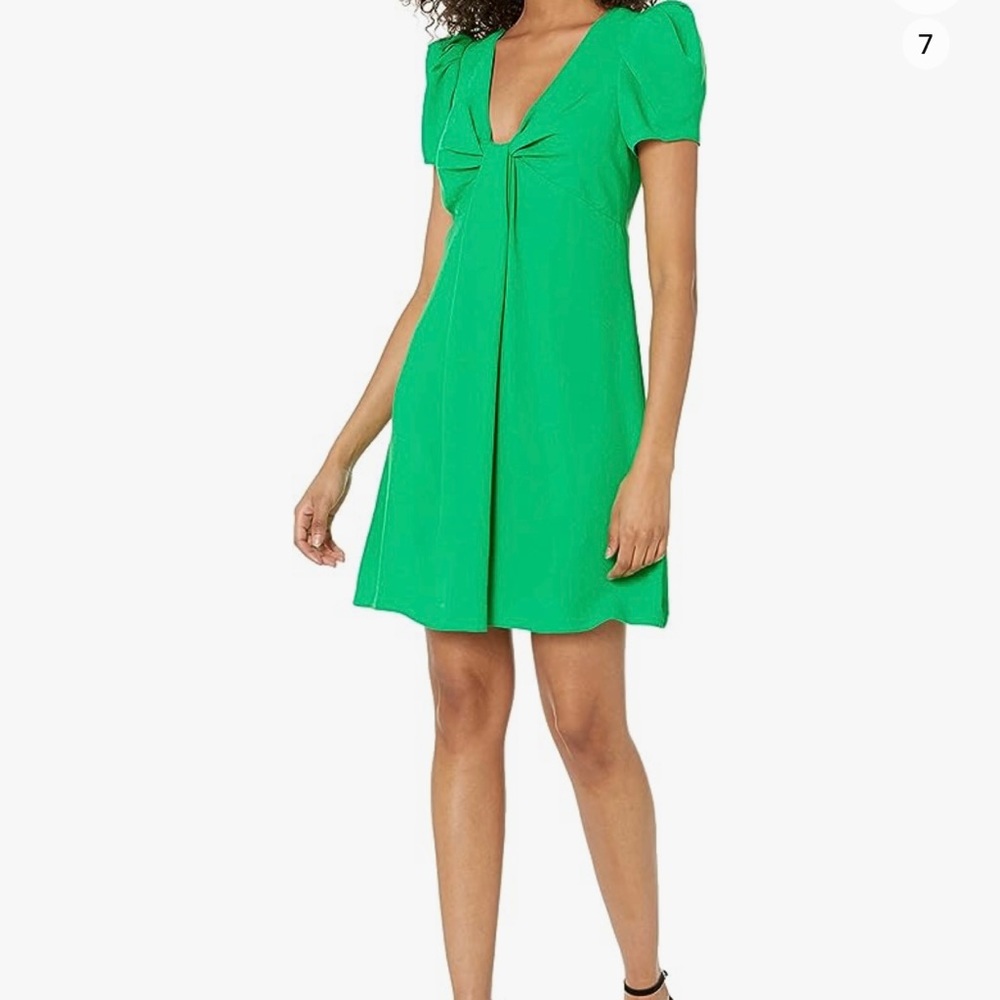 BCBGMAXAZRIA Women's Short Sleeve Fit and Flare Evening Dress Green XL NWT